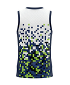 Custom White Navy Pixel Sublimated Basketball Jersey | Wholesale Basketball Jersey Manufacturer