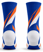 Custom Blue Orange Badminton Crew Socks – Wholesale Team Socks