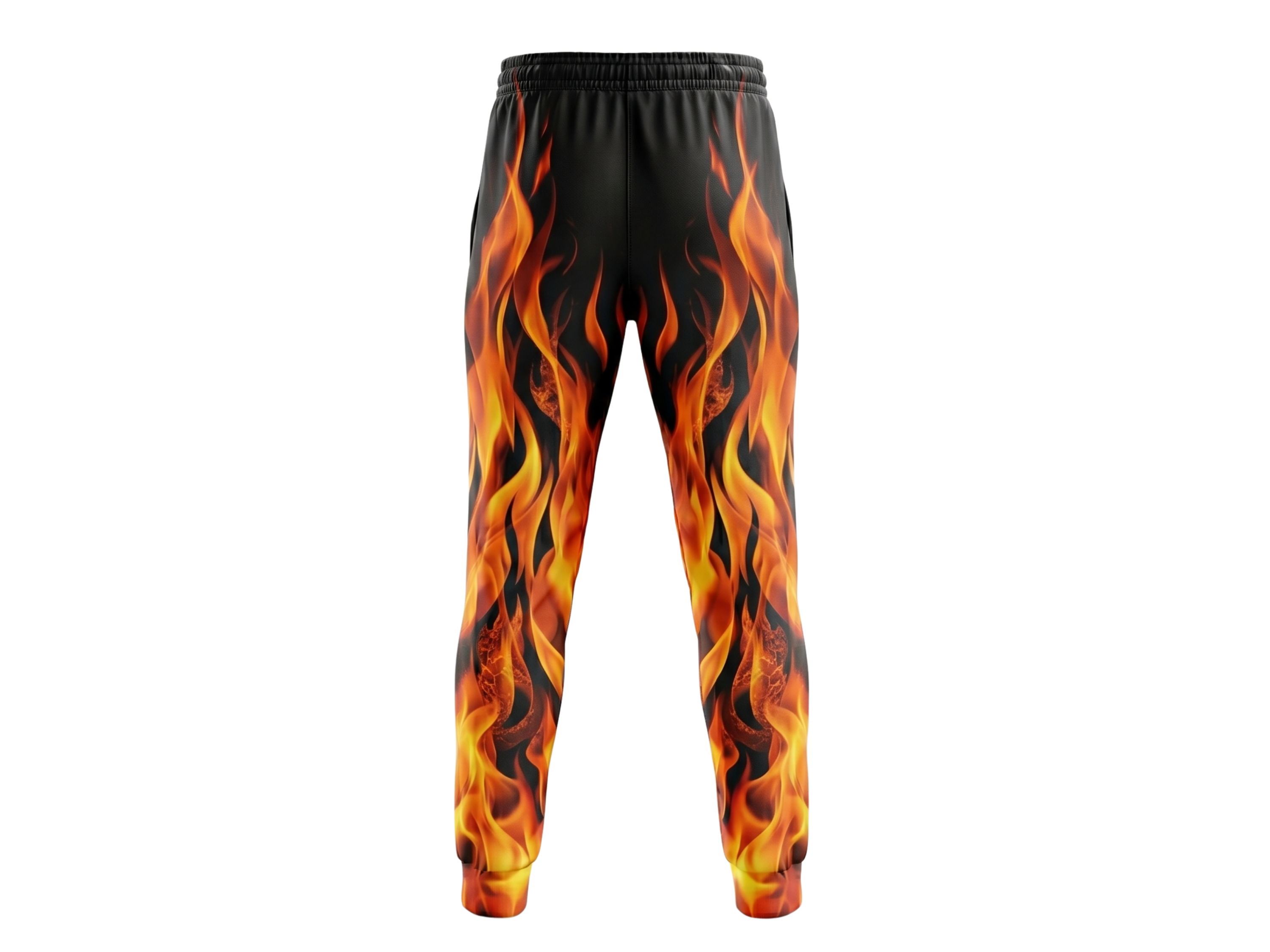 Black, Orange, Yellow & Red Flame Custom Basketball Sublimated Bottoms