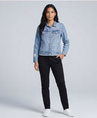 Wholesale Custom Light Blue Cropped Denim Jacket Manufacturer Private Label Distressed Jean Jacket