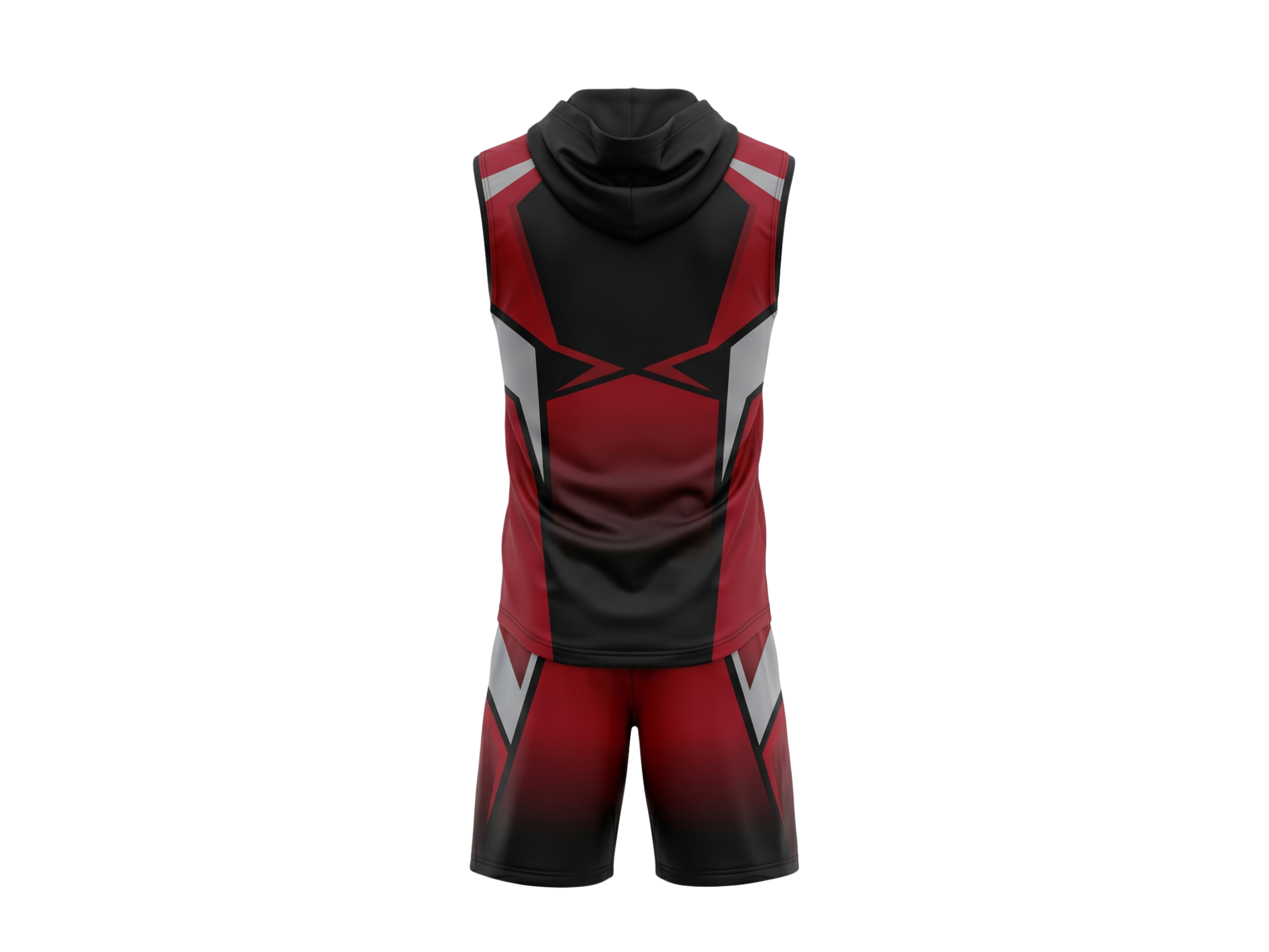Custom Red Black 7v7 Football Uniform – Sleeveless Hooded Team Set for Clubs