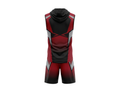 Custom Red Black 7v7 Football Uniform – Sleeveless Hooded Team Set for Clubs