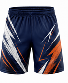 Navy, White & Orange Axe Throwing Shorts – Bulk Team Shorts, Low MOQ, Wholesale Performance Sportswear