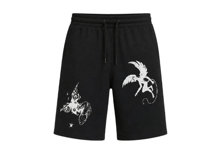 Custom Winter DTG Black Sweat Wear Shorts B2B front design preview