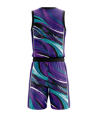 Custom Purple, Teal, Black & White  Basketball Sublimated Uniform