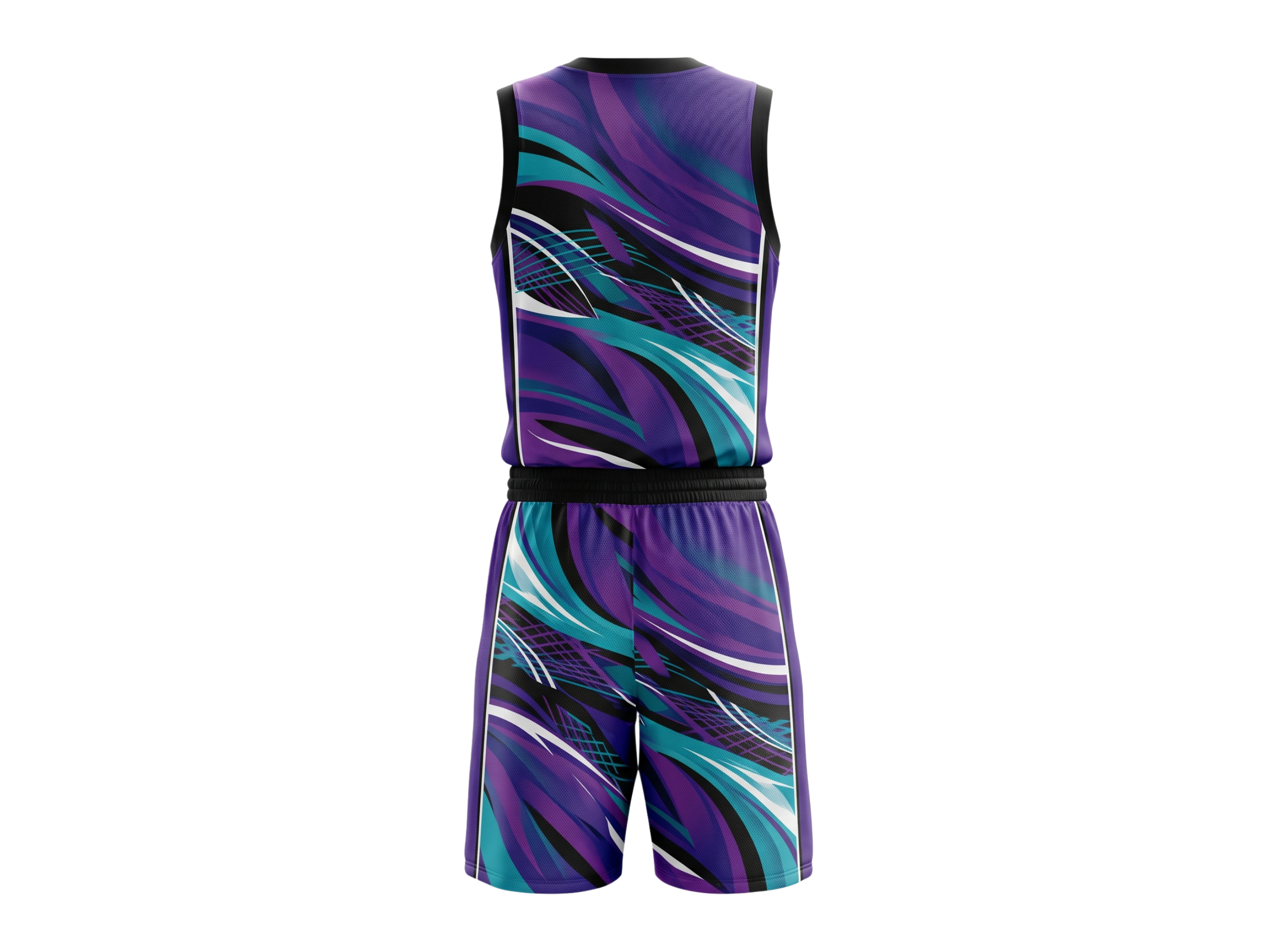 Custom Purple, Teal, Black & White  Basketball Sublimated Uniform