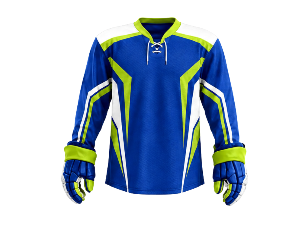 Blue Custom Ice Hockey Jersey – Wholesale Bulk Team Kit, Low MOQ, B2B Performance Apparel front design preview