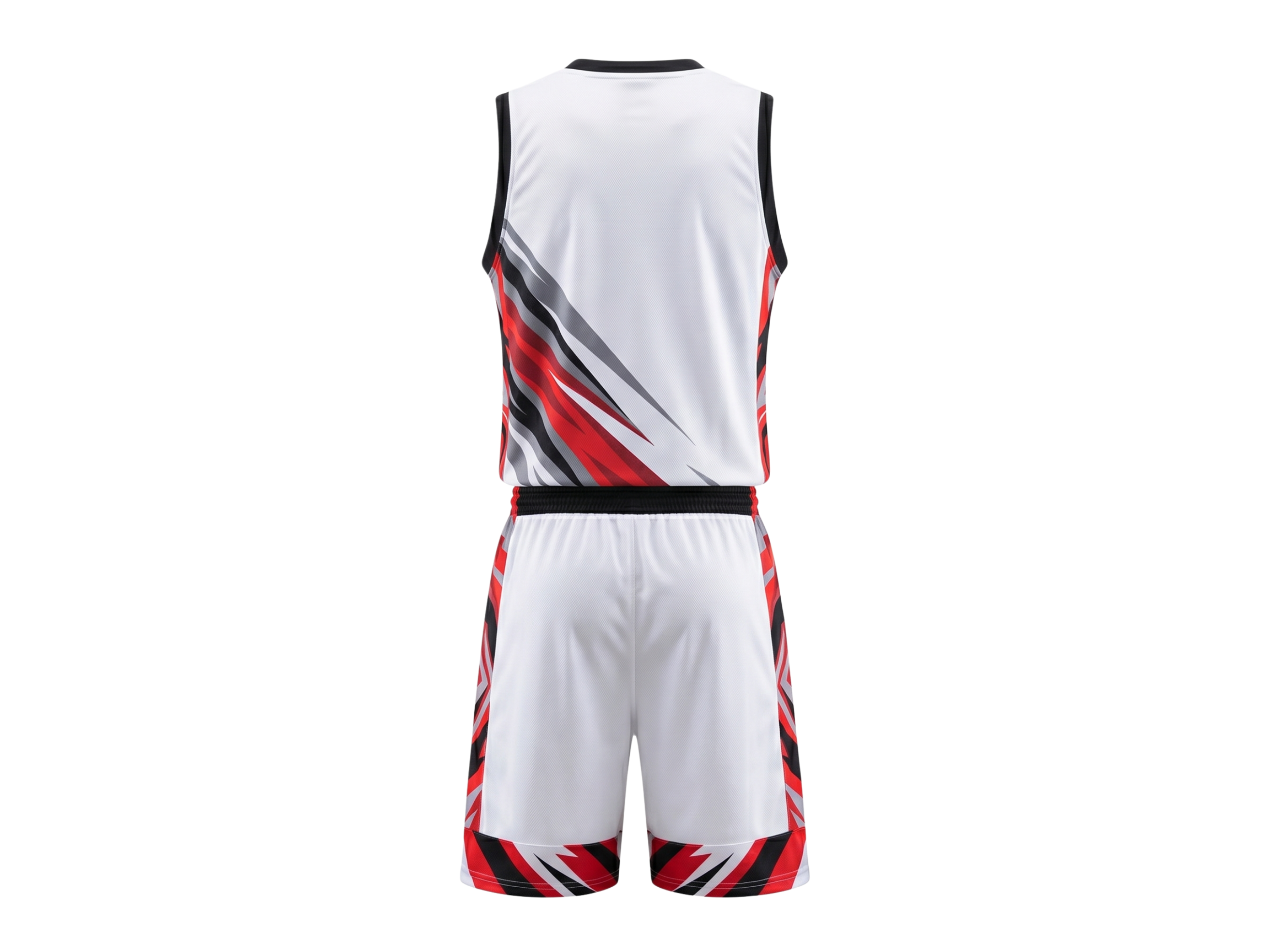 White, Red, Black & Gray Custom Basketball Sublimated Uniform