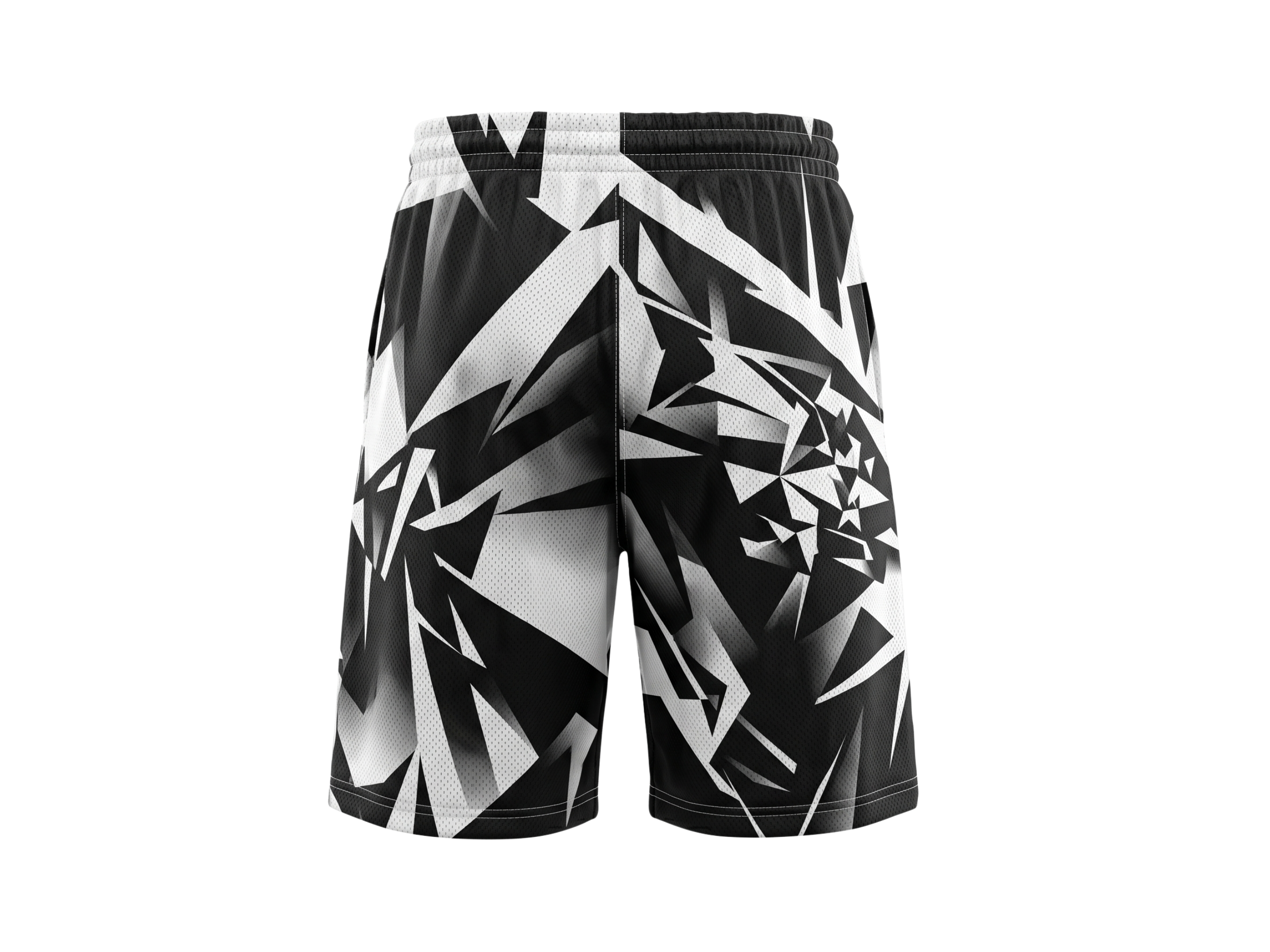 Custom Black White Geometric Sublimated Basketball Shorts | Wholesale Basketball Shorts Manufacturer