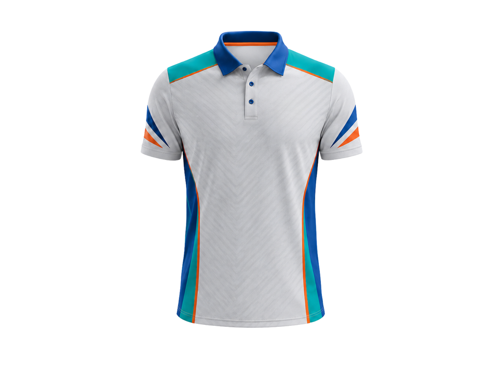 Custom White Teal Soccer Coach Polo Shirt | Wholesale Team Staff Apparel for Bulk Orders front design preview