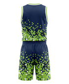 Custom Navy Blue, Lime Green, White & Black Basketball Sublimated Uniform