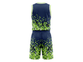 Custom Navy Blue, Lime Green, White & Black Basketball Sublimated Uniform