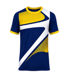Navy & Yellow Geometric Teqball Jersey – Bulk Team Jersey, Low MOQ, Wholesale Performance Sportswear