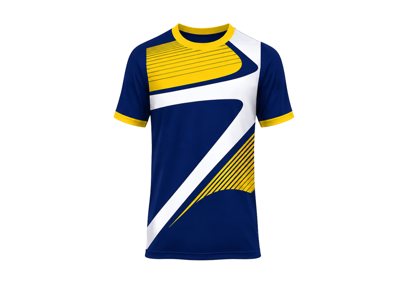 Navy & Yellow Geometric Teqball Jersey – Bulk Team Jersey, Low MOQ, Wholesale Performance Sportswear