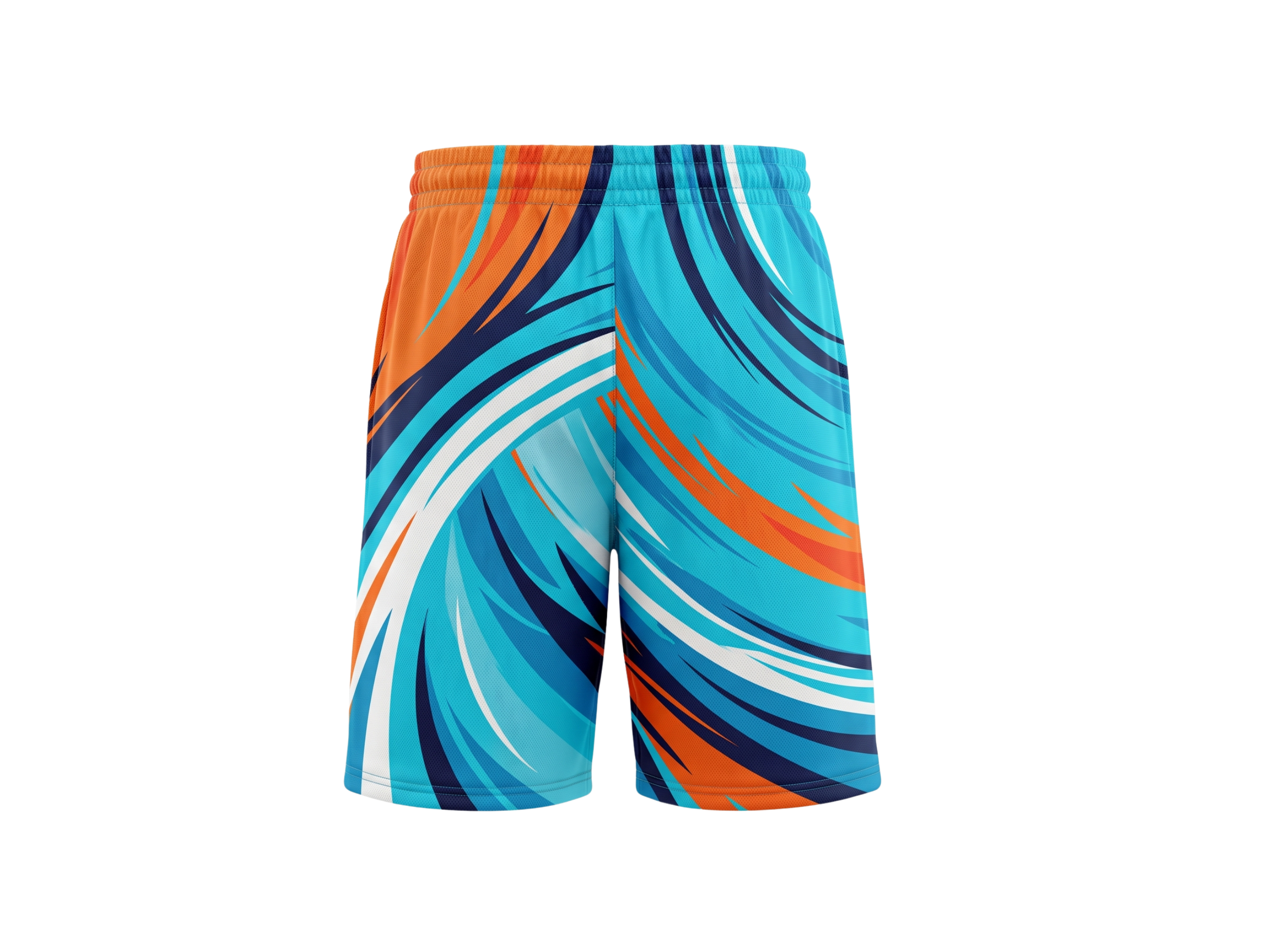 Custom Aqua Orange Swirl Sublimated Basketball Shorts | Wholesale Basketball Shorts Manufacturer