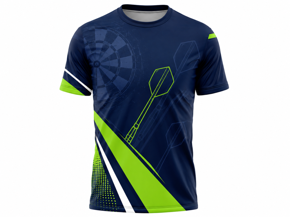 Custom Navy Lime Darts Tournament Shirt B2B Wholesale Team Jersey front design preview