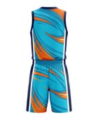 Custom Turquoise, Orange & Navy Basketball Sublimated Uniform