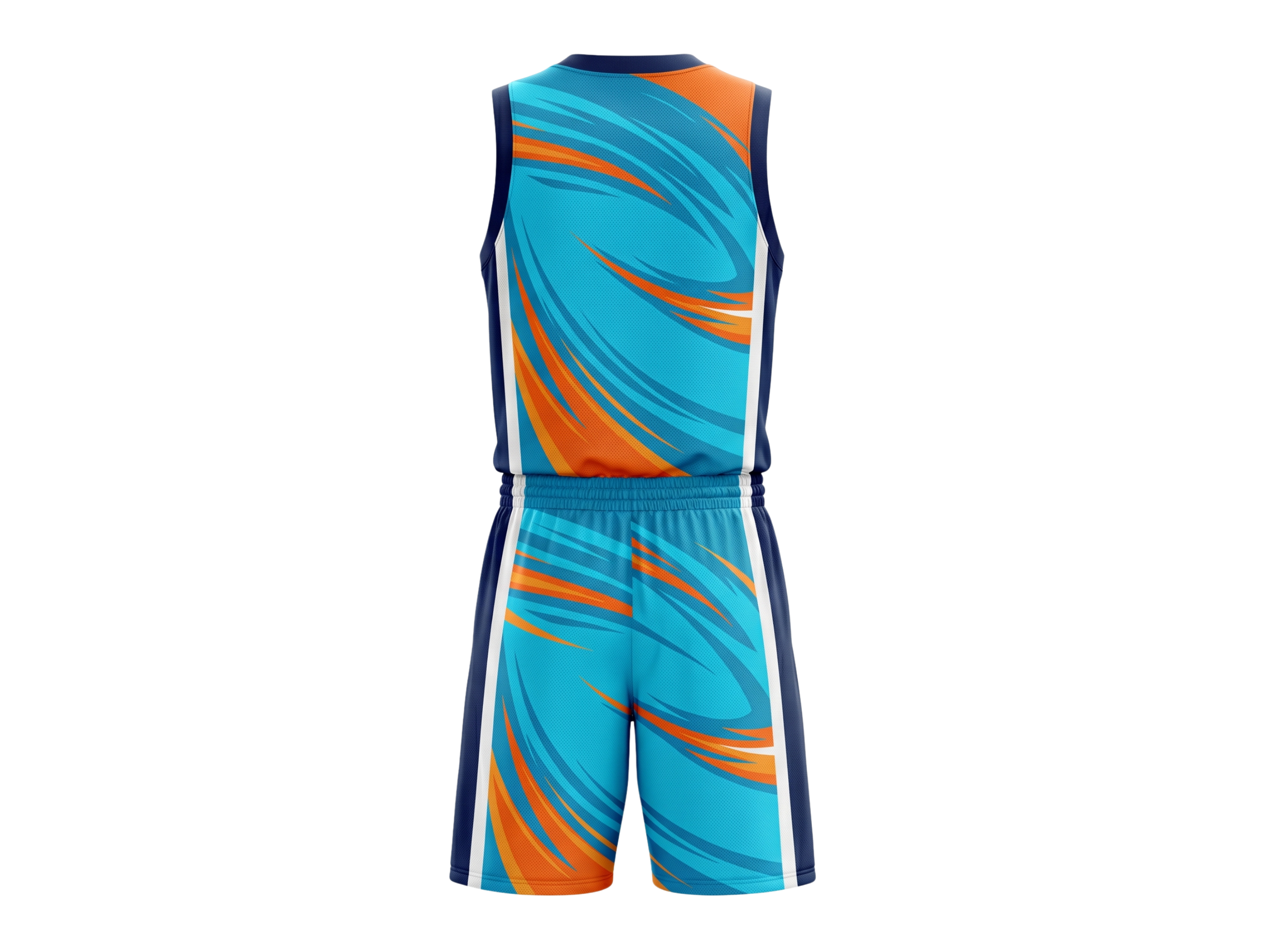 Custom Turquoise, Orange & Navy Basketball Sublimated Uniform
