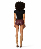 Burgundy Lambskin Leather Micro Shorts Wholesale | Custom Private Label Women’s Shorts Manufacturer