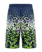 Custom Navy Lime Pixel Sublimated Basketball Shorts | Wholesale Basketball Shorts Manufacturer