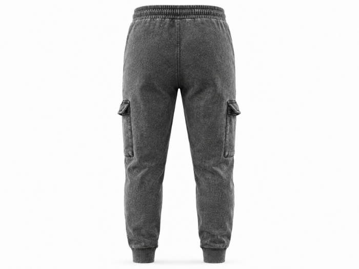 Custom Washed Charcoal Acid Wash Cargo Jogger Pants B2B
