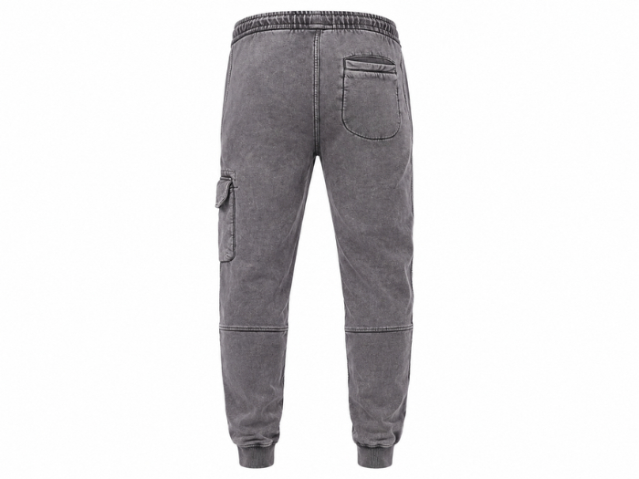 Custom Washed Grey Acid Wash Cargo Jogger Pants B2B