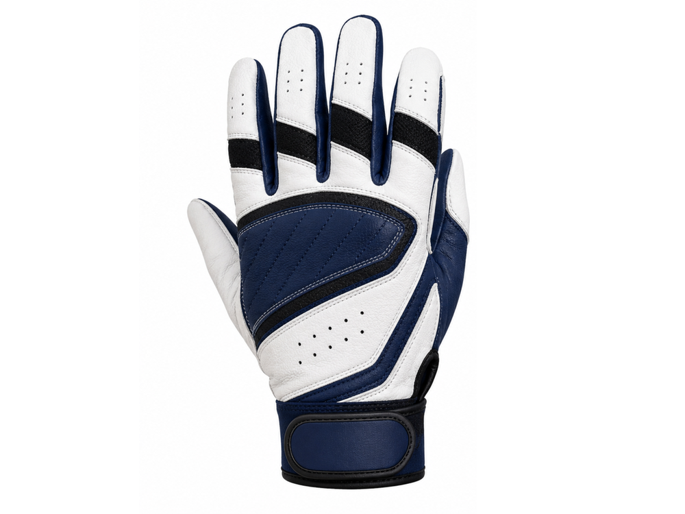 Custom Navy White Football Gloves – Wholesale Team Grip Gloves for Clubs front design preview