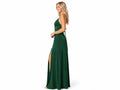 Wholesale Emerald Green Satin Full Length Prom Dress | Custom Slit Formal Gown Manufacturer for Boutiques