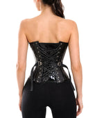 Black PVC Overbust Corset with Garters Wholesale | Gothic Bridal Bustier Manufacturer