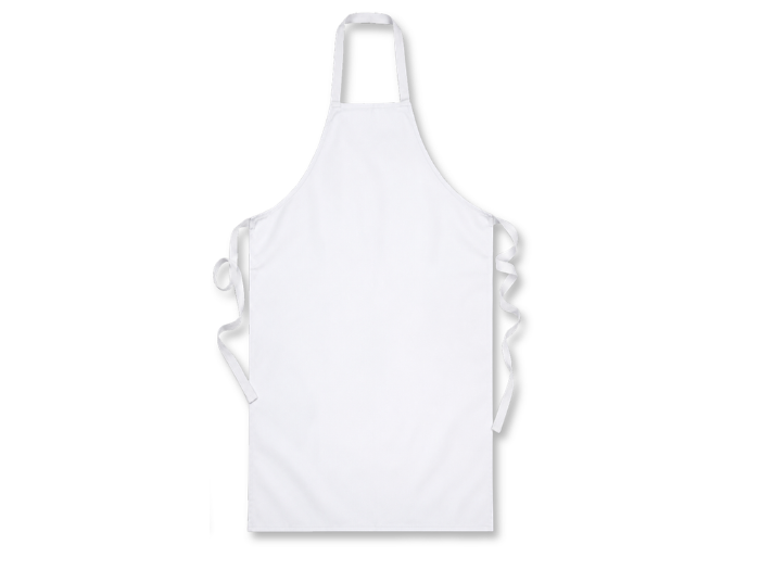 Full-Length Bib Apron White | B2B Low MOQ Hospitality Workwear Manufacturer front design preview