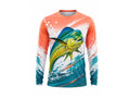 Custom Fishing UPF 50+ Long Sleeve Shirt | Wholesale Sun Protection Fishing Shirt | Coral Teal Mahi-Mahi | Apparels Bridge