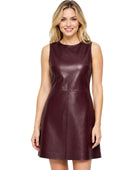 Reversible Lamb Leather Mini Dress Wholesale | Burgundy Black Private Label Women’s Dress Manufacturer