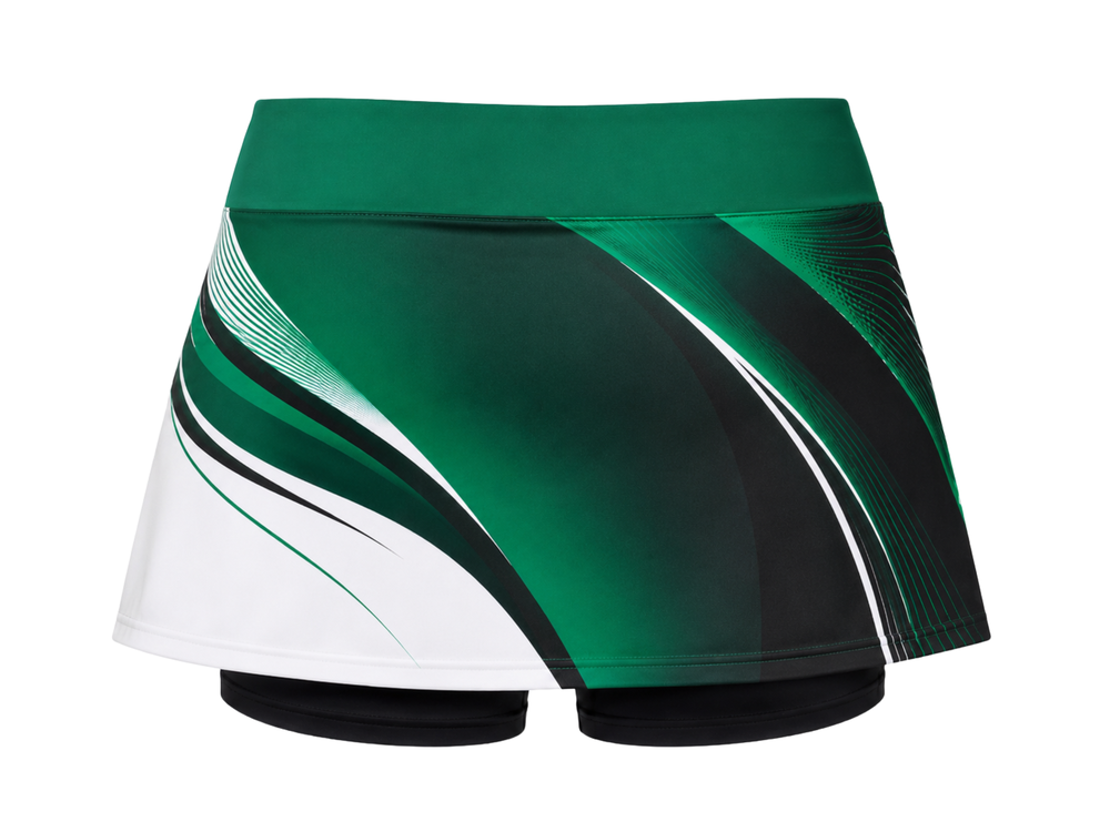 Women’s Squash Skort – Green White Custom Teamwear front design preview