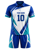 Blue & White Corn Hole Uniform – Bulk Team Jersey & Shorts, Low MOQ, Wholesale Activewear