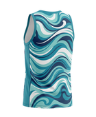Basketball Tank Top – Custom Sublimated Aqua Blue Wave Design | Wholesale Manufacturer