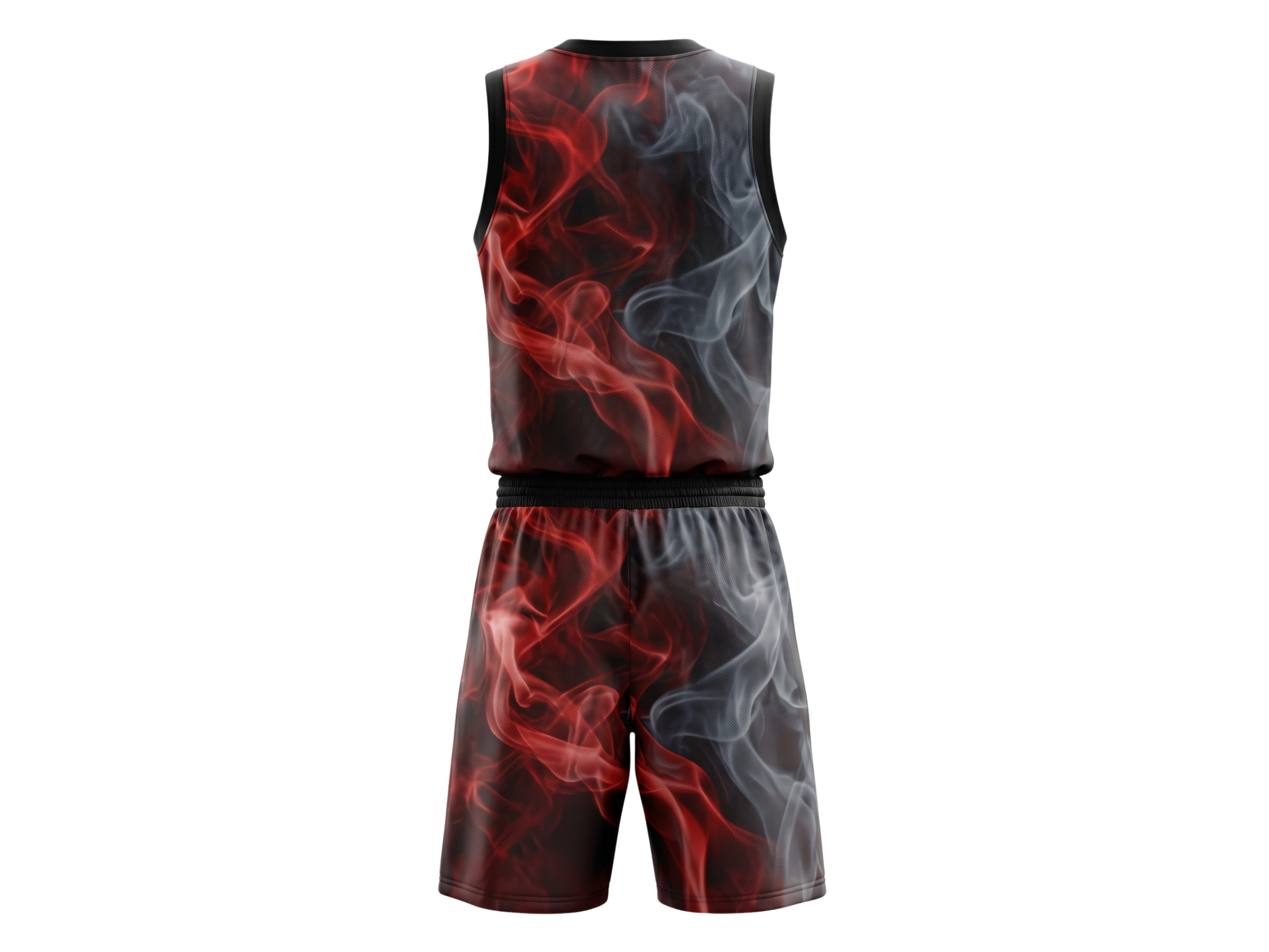 Custom Black, Red & Gray Smoke Basketball Sublimated Uniform