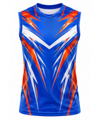 Custom Flag Football Blue & Orange Jersey Wholesale Sleeveless Team Uniform, Customizable, Low MOQ Bulk