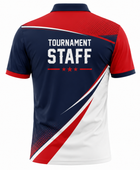 Custom Esports Tournament Staff Polo Shirt | Wholesale Gaming Event Staff Shirt | Navy Red White | Apparels Bridge