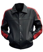 Custom Lambskin Leather Tracksuit Men Black Red | Wholesale Private Label Leather Manufacturer