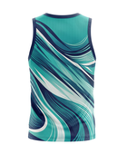Basketball Tank Top – Custom Sublimated Teal Navy Wave Design | Wholesale Manufacturer