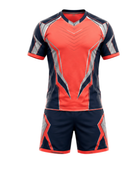 Orange and navy Custom Rugby Uniform – Wholesale Bulk Team Kit, Low MOQ, B2B Performance Apparel