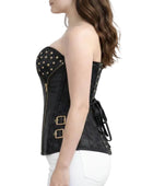 Steampunk Leather Overbust Corset Wholesale | Jacquard Brocade Steel Boned Corset Manufacturer