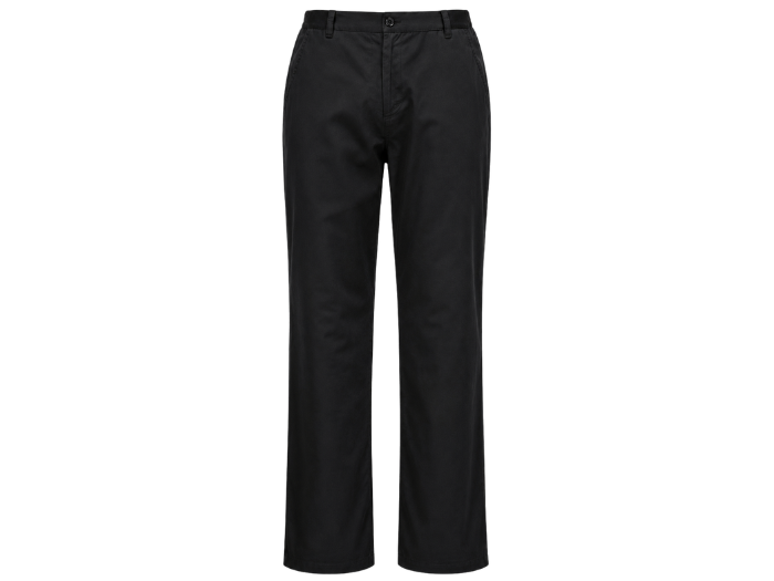 Women’s Chef Trousers Black | B2B Low MOQ Hospitality Workwear Manufacturer front design preview
