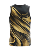 Basketball Tank Top – Custom Sublimated Black Gold Wave Design | Wholesale Manufacturer