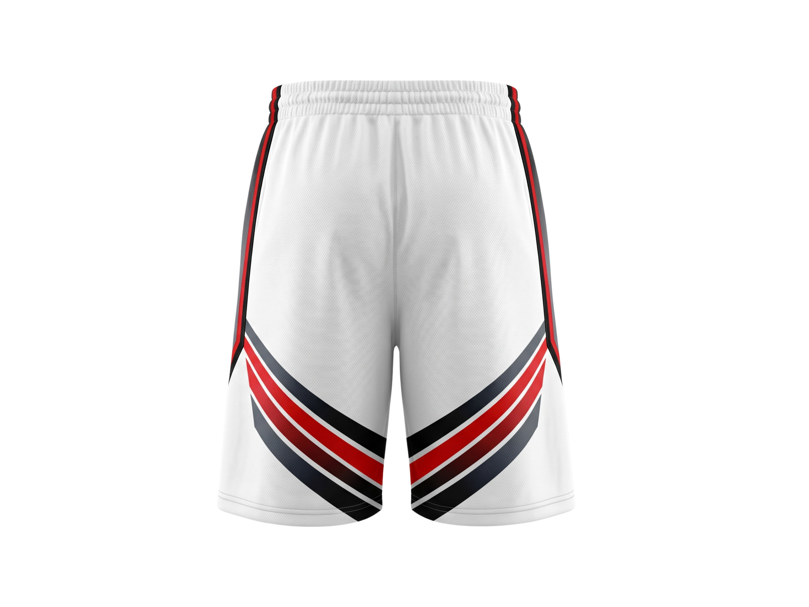 Custom White, Red, Black & Gray Basketball Sublimated Shorts