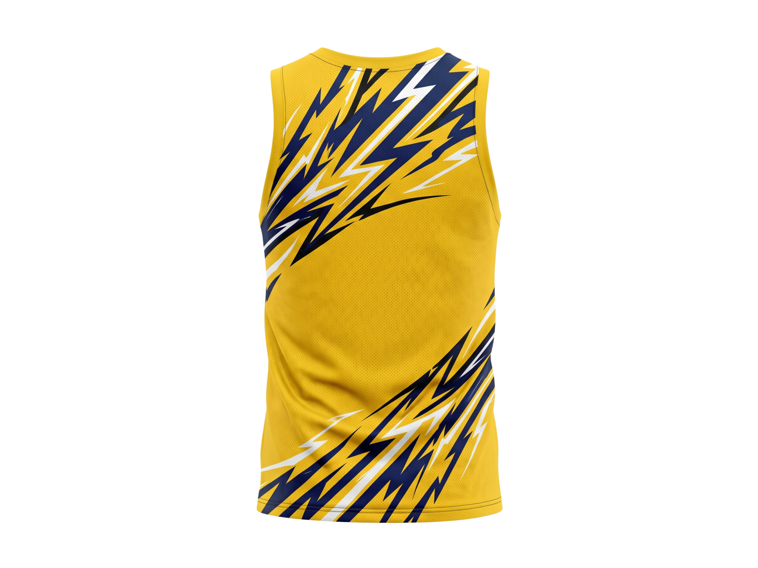 Basketball Tank Top – Custom Sublimated Yellow Navy Lightning Design | Wholesale Manufacturer