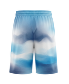 Custom Sky Blue, Light Blue, White & Navy Basketball Sublimated Shorts