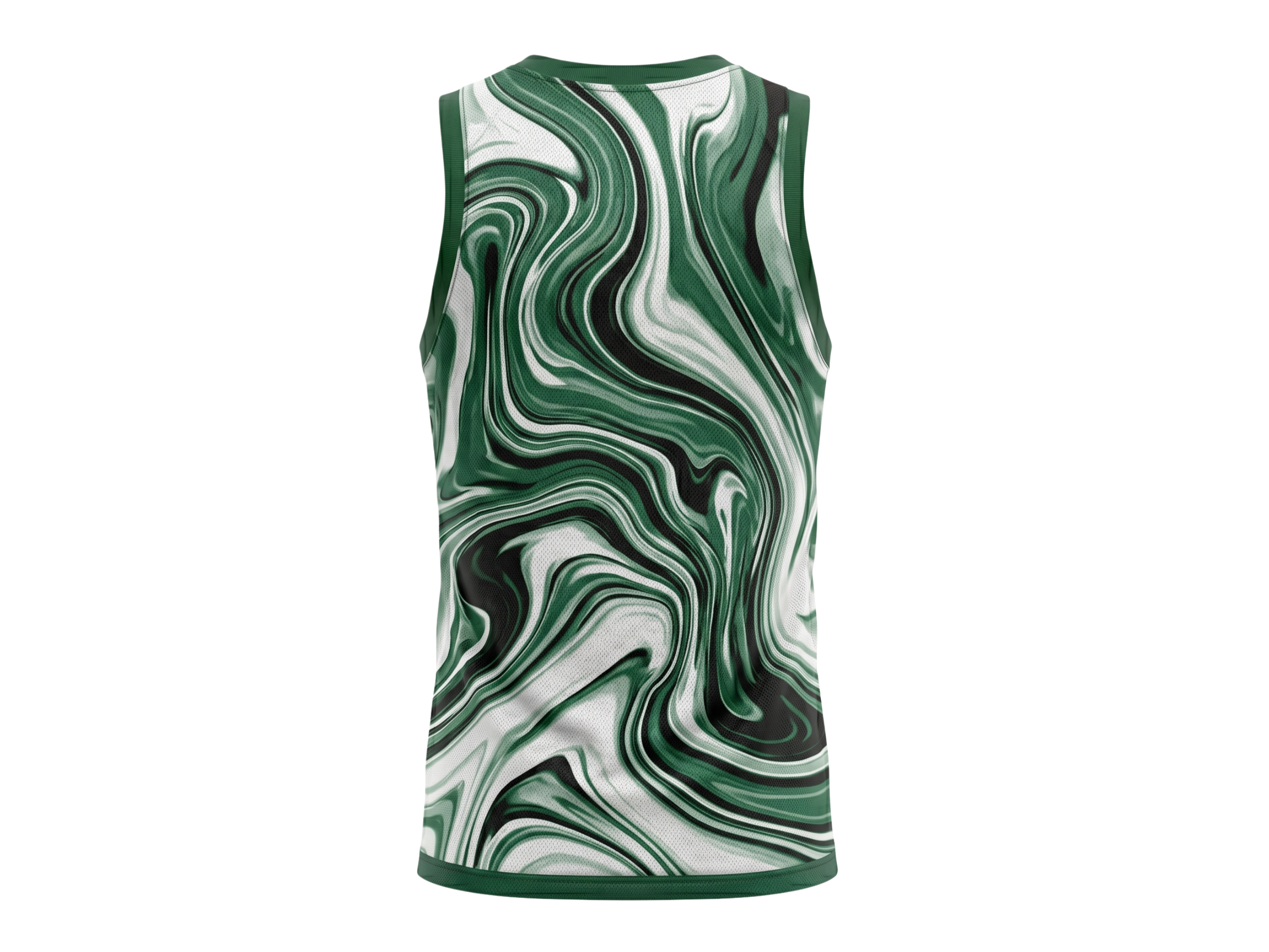 Basketball Tank Top – Custom Sublimated Green Marble Swirl Design | Wholesale Manufacturer