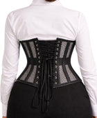 Black Mesh Underbust Corset Wholesale | Steel Boned Waist Cincher Corset Top Manufacturer