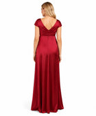 Wholesale Red Satin Maternity Prom Dress, Custom V Neck Formal Gown Manufacturer for Private Label Boutiques